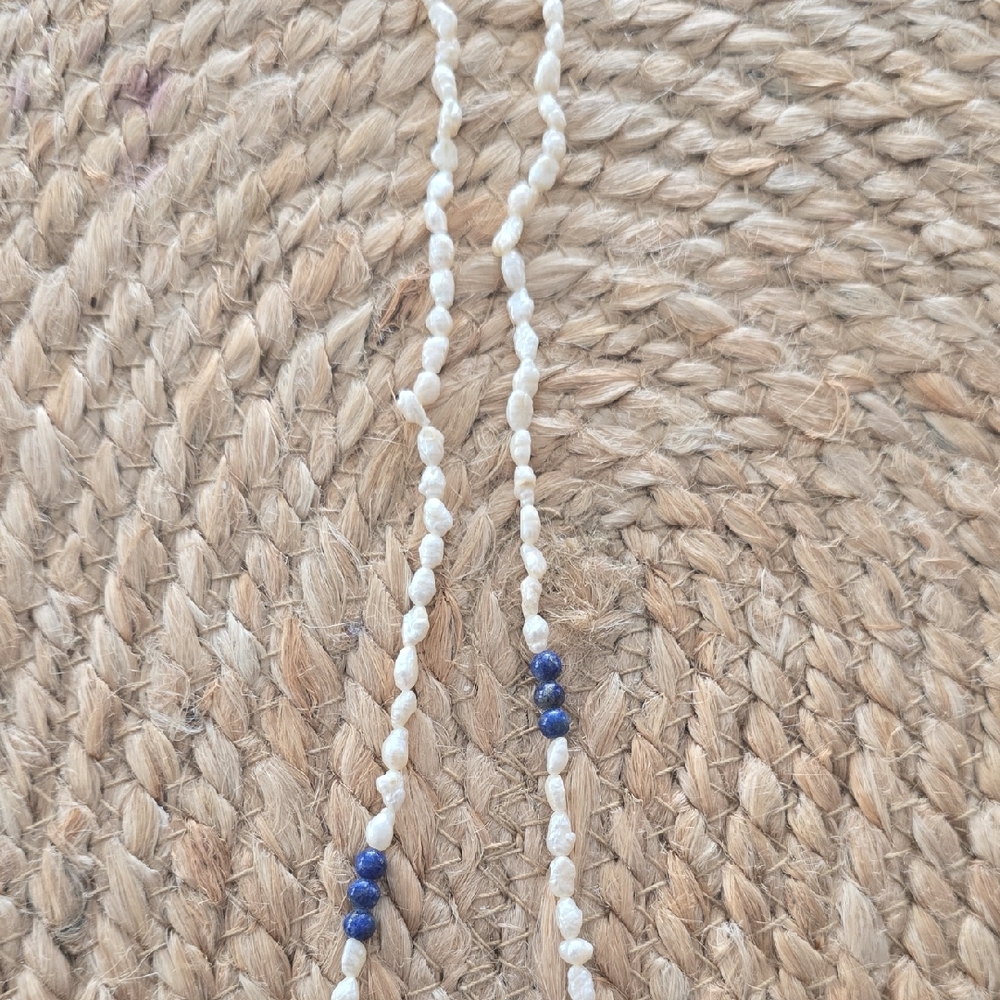 Vintage Pearl And Lapis Necklace